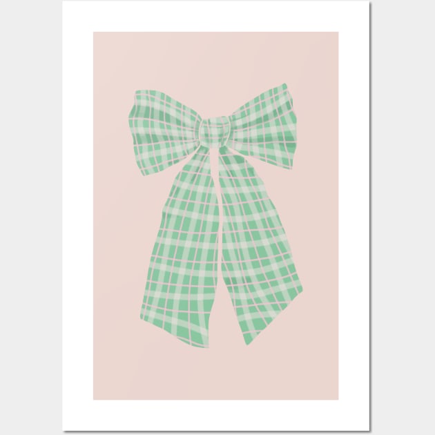 Green Gingham Romantic Coquette Bow Wall Art by LittleForest